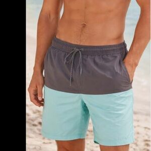 GEORGE Gray Colorblock Swim Shorts NWOT